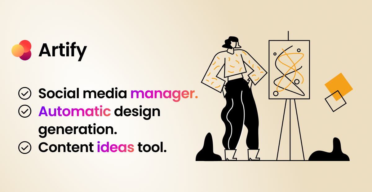 Thumbnail of Artify 2.0: Manage, publish and schedule on up to 10 connected social media profiles and create texts and designs automatically.