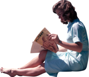 woman read vintage magazine