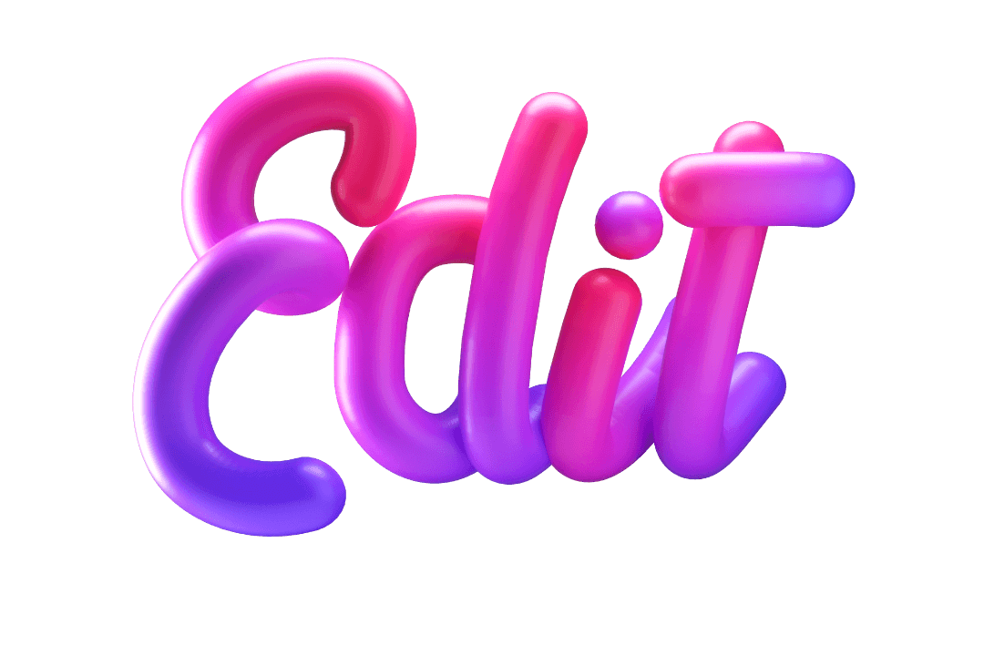 3d lettering word edit design