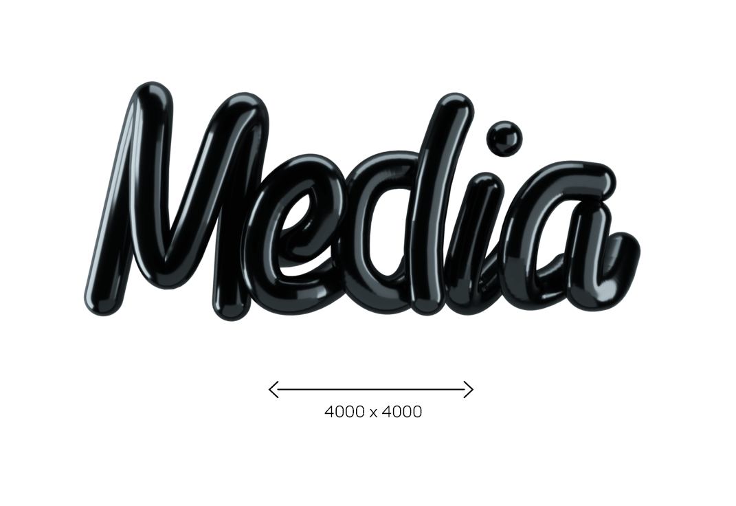 media 3d typography lettering
