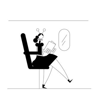 woman robot plane travel reading