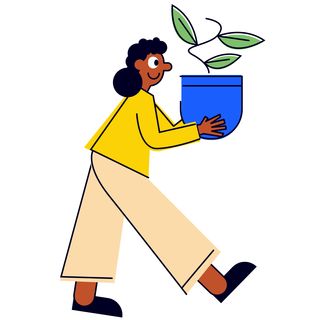 plants woman care move walk