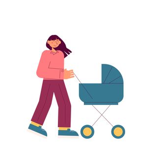 mother baby walk baby trolley care