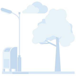 backdrop lightpost trees streets