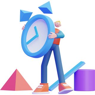 3d illustration clock time comparatively object