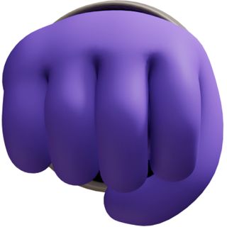 purple hand jumper fist sign