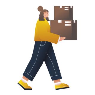 woman box delivery charge mission