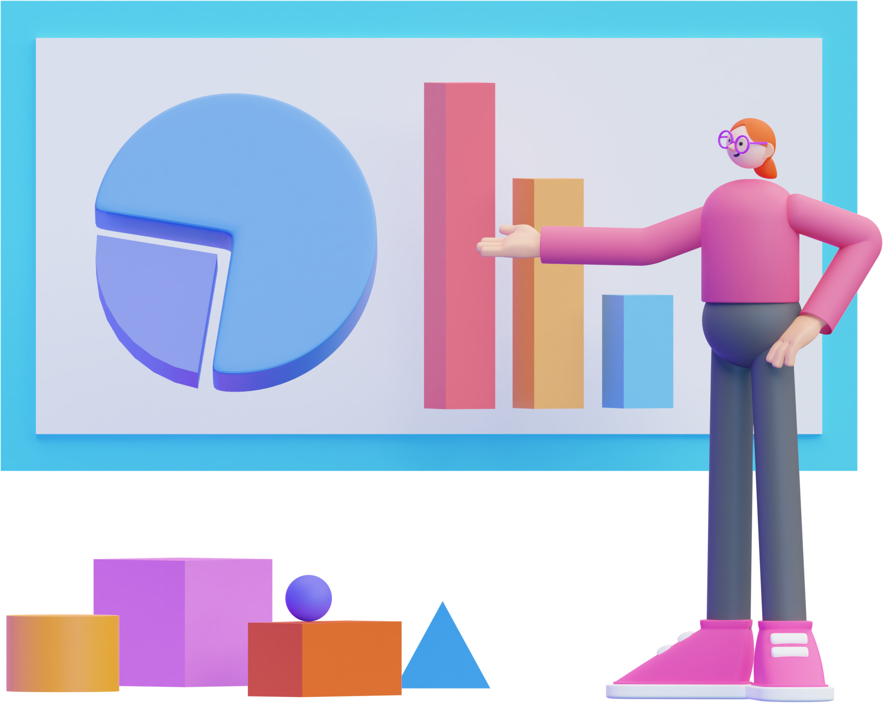 3d illustration charts disclosure analyse