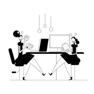 woman robot office collaboration co work