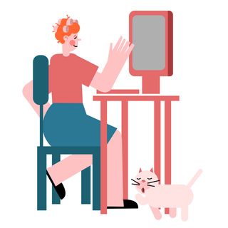 woman makeup cosmetics pet cat