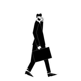 call man businessman walk briefcase