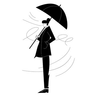 umbrella woman wind wait walk