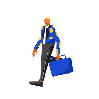 work business man suitcase walk