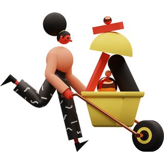 3d illustration delivery carrying construction