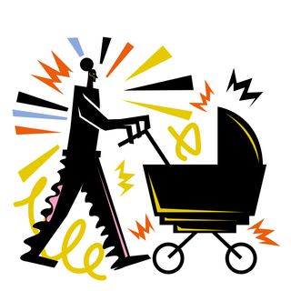 baby mother baby cart walk woman