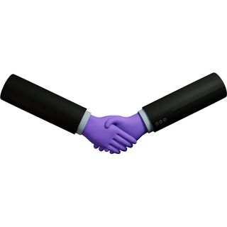 purple hand jacket sign handshake