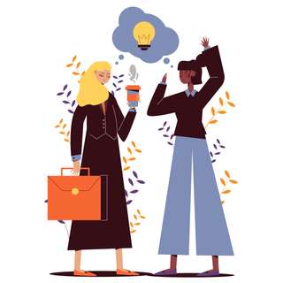women colleagues coffee idea brainstorming