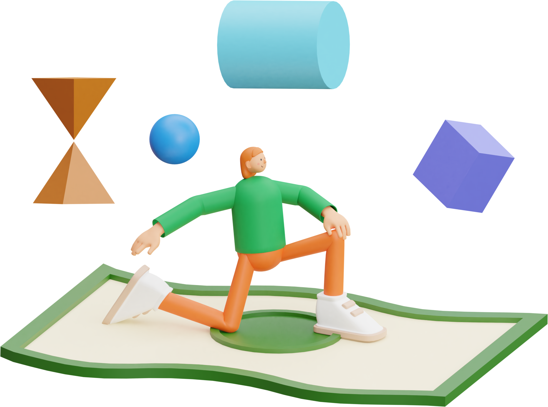 3d illustration projection square cycloid