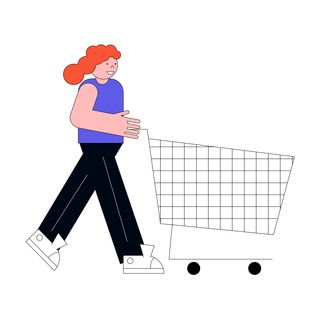 buy woman shopping cart sneakers walk