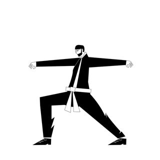 karate fighter practice sport position man