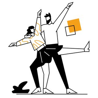black line couple dance salsa