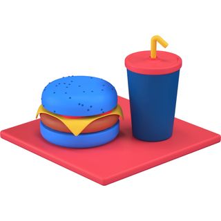 3d fast food hamburger meal