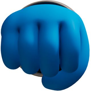 blue hands signs fist jumper