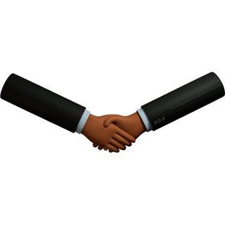 hand brown jacket sign handshake