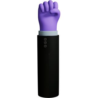 purple hand jacket fist sign