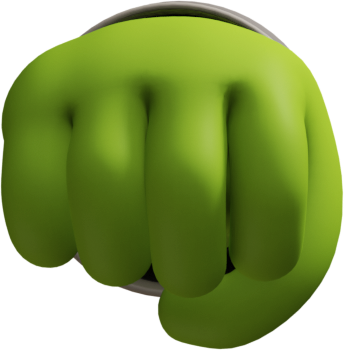 green hand jumper fist sign