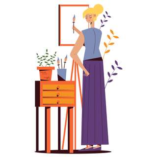 woman painter artist painting brush