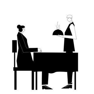 food waiter table woman chair