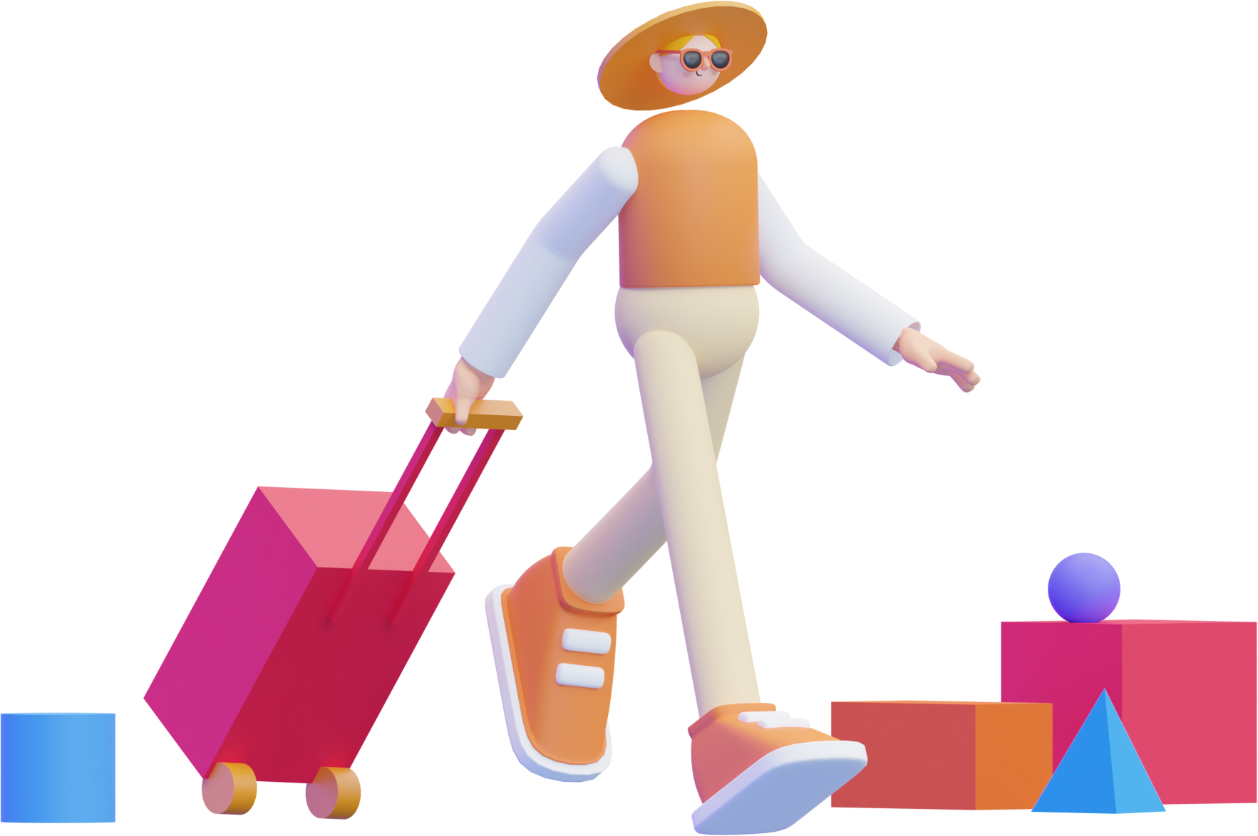 3d illustration move around object exploration