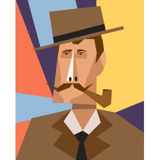 detective pipe hat research moustache