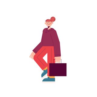 job woman briefcase walk boss