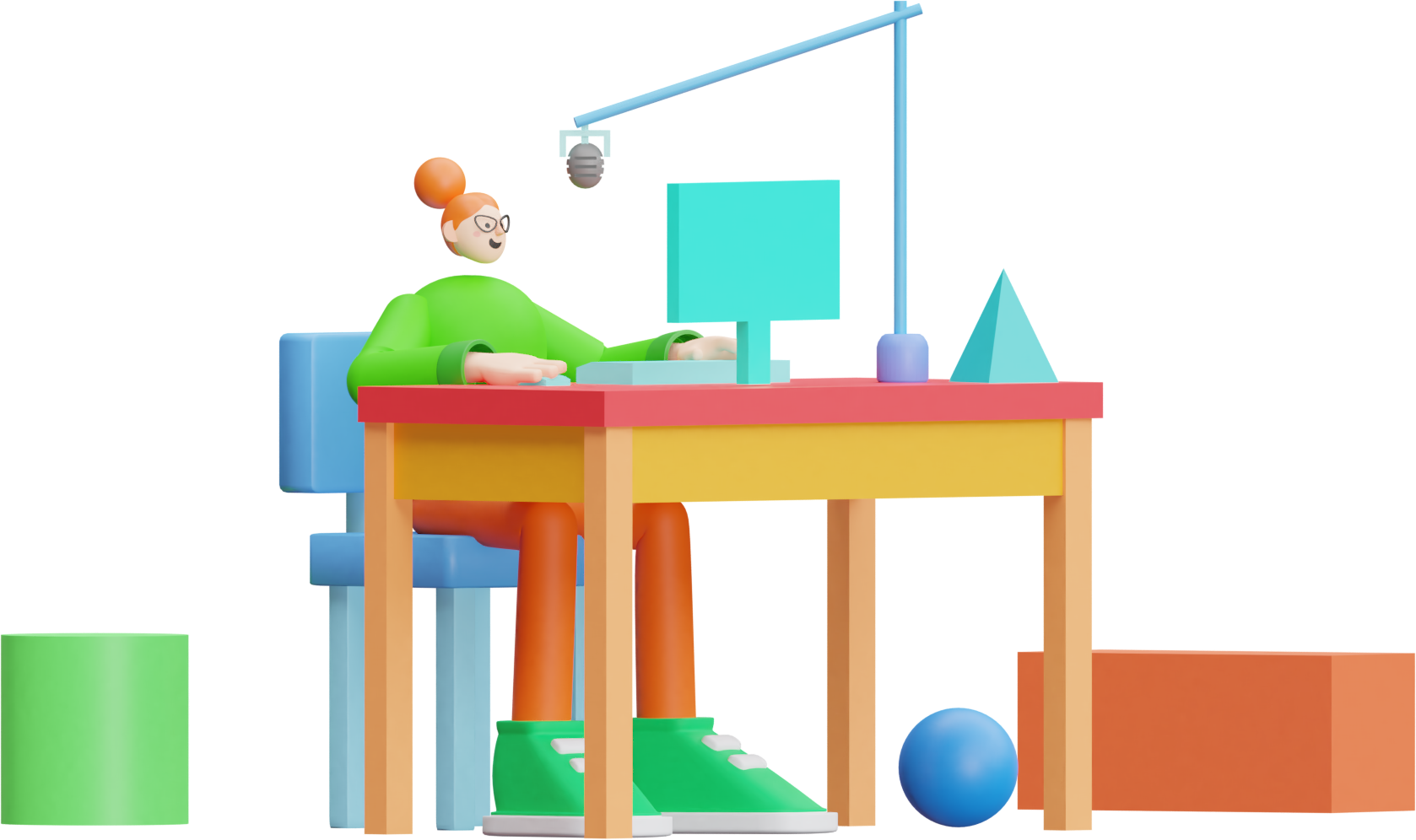 3d illustration calls scream secretarial