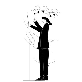 music woman musical notes orchestra director beautiful