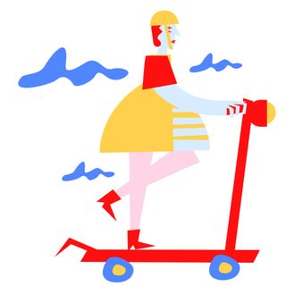 woman madam skate electric transport