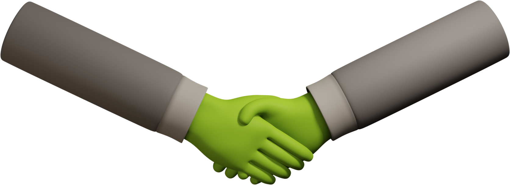 green hand jumper sign handshake