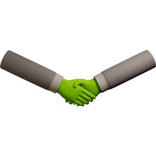 green hand jumper sign handshake
