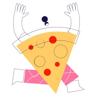 giant legs pizza body happy