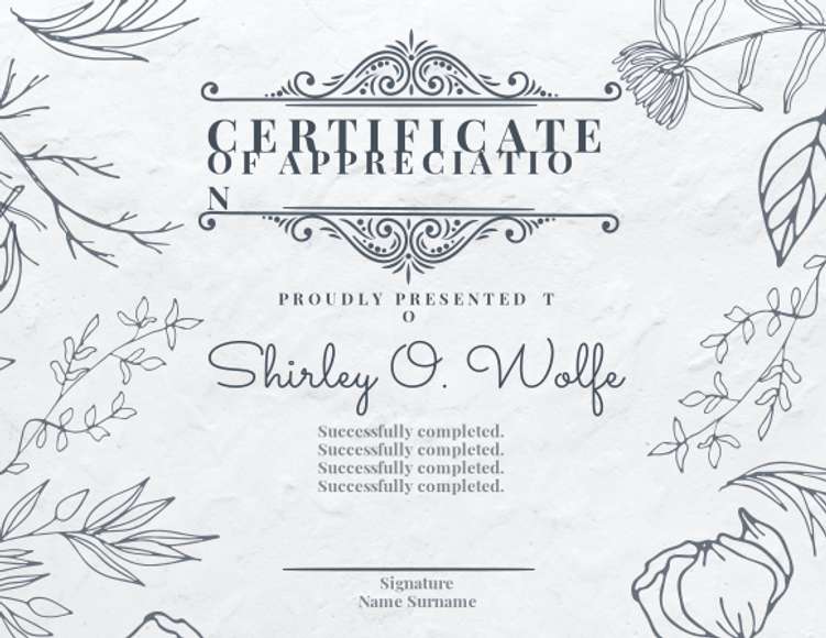 certificate of recognition monotone floral ornaments