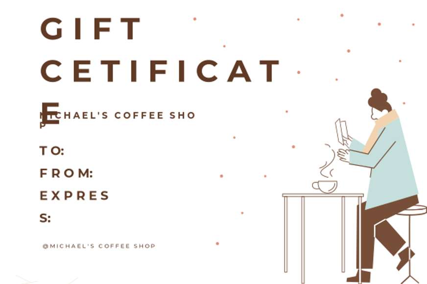 Coffee shop gift certificate